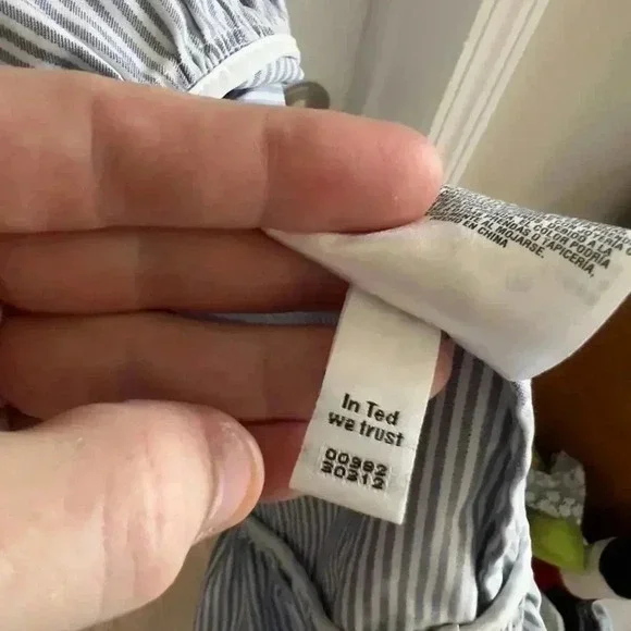 809 Ted Baker stripped blue white lace detail midi dress size 4 - Picture 12 of 14